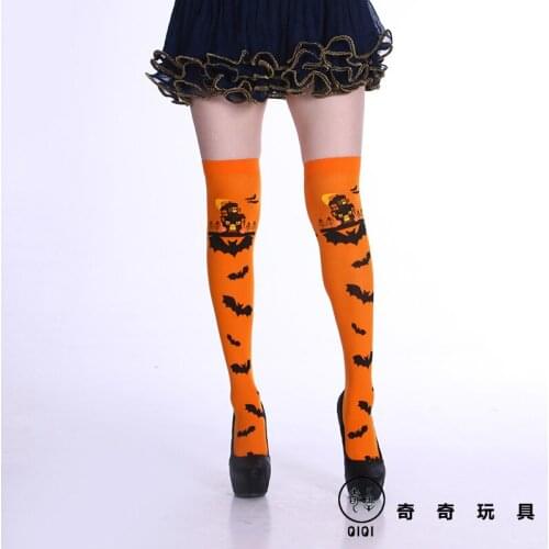 1 pair Halloween Printed Socks Bat Printed Stockings Party Costumes Cosplay Stockings