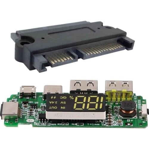 1 Pcs Dual USB 5V 2.4A 18650 Charger Board & 1 Pcs SATA 22P 7 + 15 Male to SATA 22Pin Female Convertor Adapter