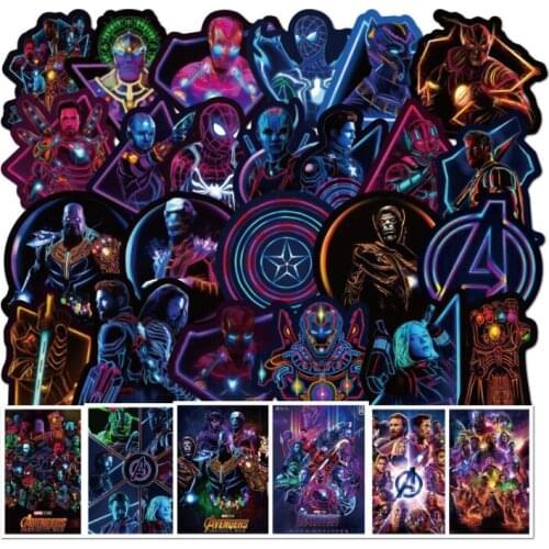 100pcs glow in the dark Marvel Stickers Cool The Avengers Waterproof Sticker Luggage Skateboard Guitar Laptop Stikers Kid Toy