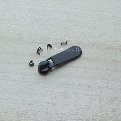 25 Sets #5 Molded Zipper Puller Slider Pull Stoppers Bottom Repair Replace Kit Stop ZP03 Black