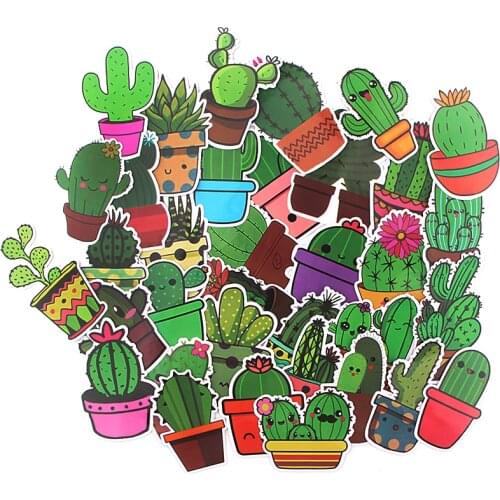 LX283 35PCS Cactus Home Decor Fridge Styling Travel Suitcase Graffiti Styling Waterproof Stickers