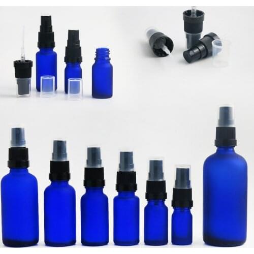 360 x 5ml 10ml 15ml 30ml 50ml 100ml Refillable Empty Frost Blue Glass Essential Oil Bottle Evident Spryer 1OZ Parfume Bottle