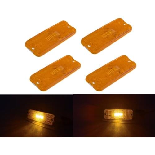 4X 24V 12v 4'' amber yellow LED Rectangle truck Reflector lights truck warning lights truck Marker Light Truck Trailer Bus lorry