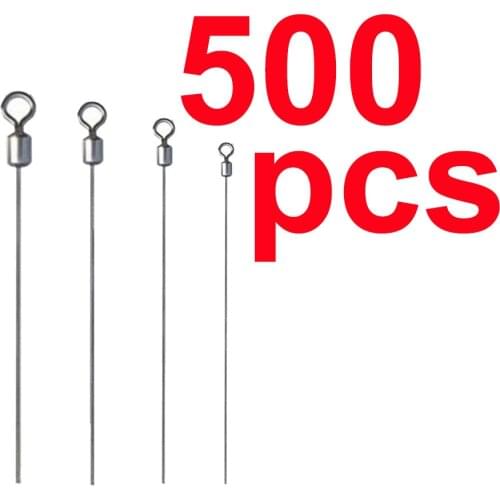 500pcs Hard Steel Wire Long Pole Fishing Swivel Stainless Steel Barrel Rolling Connector Fishing Accessories Tackle