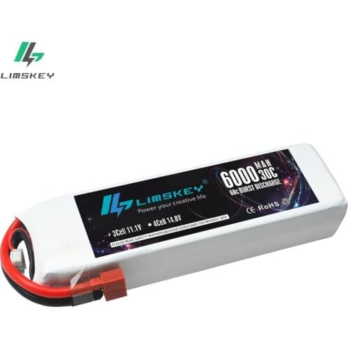 Limskey Power 11.1V 6000mAh 30C MAX 60C 3S Lipo Battery Bateria For Drone Quadcopter Helicopter RC Car