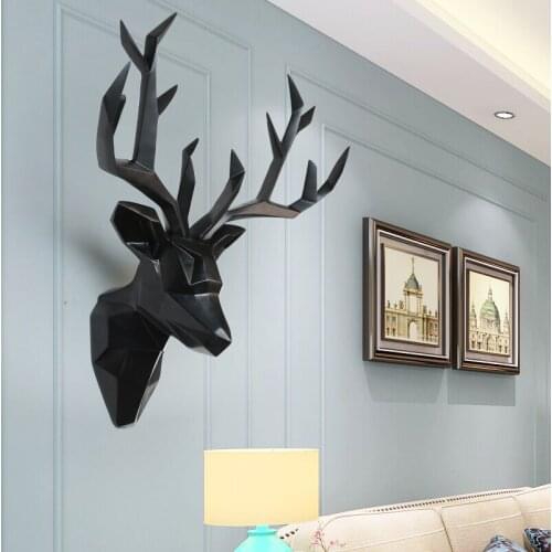 Large 3D Deer Head Statue Sculpture Decor Home Wall Decoration Accessories Animal Figurine Wedding Party Hanging Living Room