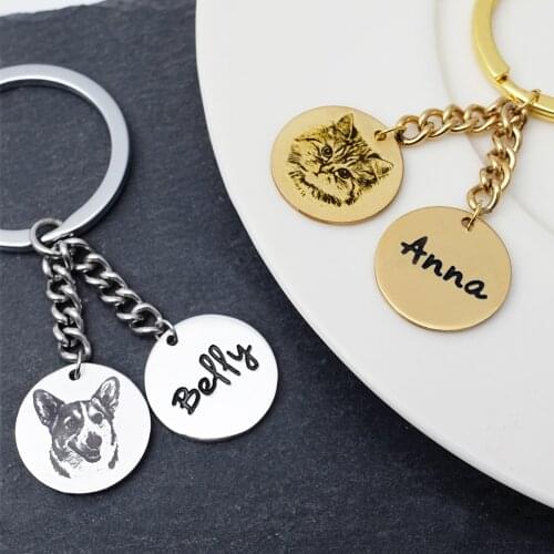 Personalized Photo Keychain Cat Photo Keychain Custom Picture Dog Keyrings Jewelry Pet Portrait keepsake Memory Pet Lover Gift
