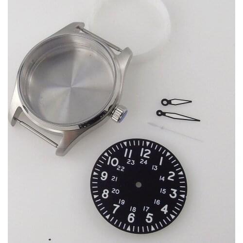 39mm Sapphire Watch Case+33.6mm Black Dial+Hands For NH35 NH35A 200M Waterproof Diving Case Screw In Crown Polished Bezel