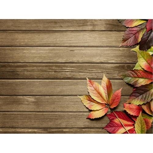 Planks Backdrop Brown Wooden Board and Maple Leaf Photography Background Holiday Celebration Photo Booth Studio Decor