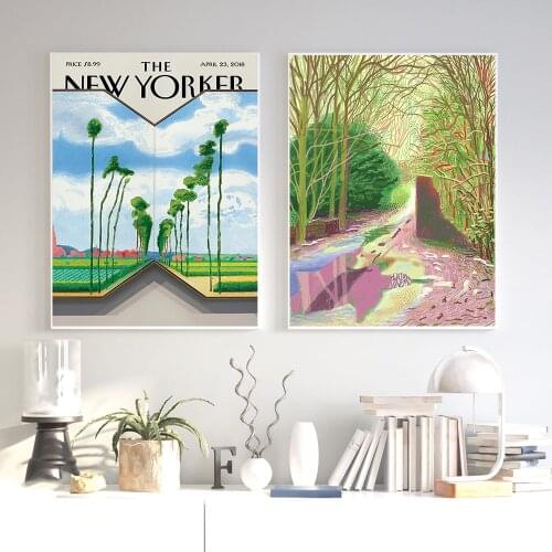 David Hockney New Yorker and Spring Is Coming Poster Print Vintage Canvas Abstract Artwork Painting Living Room Wall Decoration