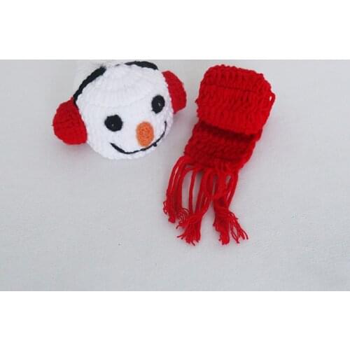 Newborn Snowman Bonnet Photography Props Baby Sleep Cap Newborn Hat Baby Crochet Bear Hat Photo Props