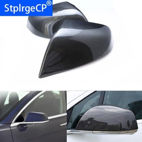 For Tesla model3 Model 3 2016 2017 2018 2019 Accessories 100% Real Carbon Fiber Side Mirror Cover Cap Replacement Caps Shell
