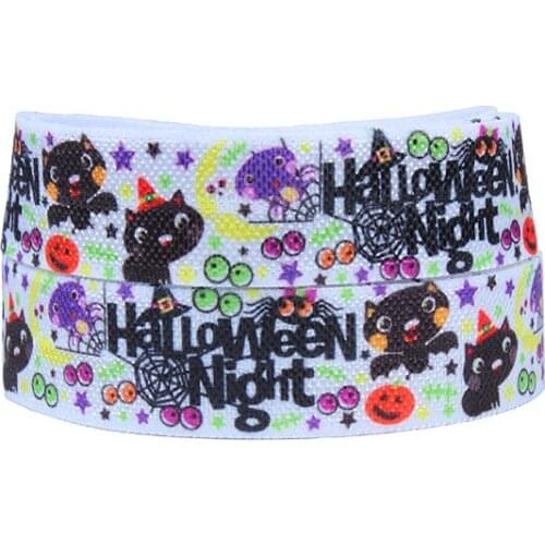 FLRA FOEHalloween foe series 15mm fold over elastic in spider and cat patterns