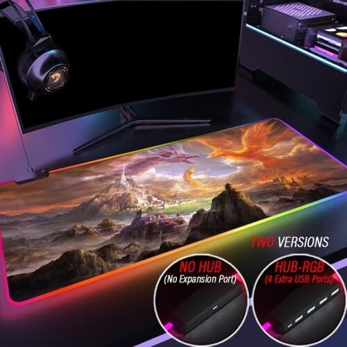 Evil Dragon RGB Mouse Pad Black Neon lights Gamer Accessories LED MousePad Large Monster Desk Play Mat with Backlit gaming desk