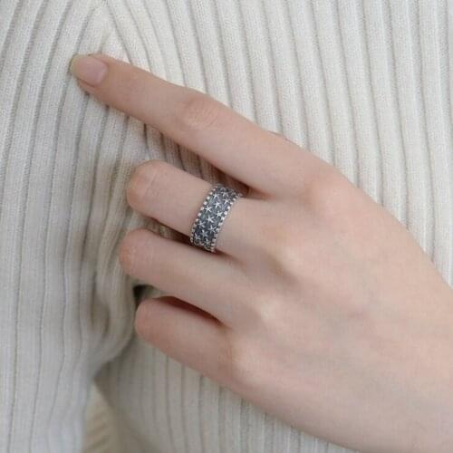 Big Wide Round Old Vintage Ring For Women Elegant Cooled Personality Star Rings Female Girls Gift Charm Finger Jewellery