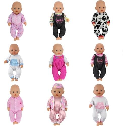 Hot Leisure Set Doll Clothes Fit 17 inch 43cm Doll Clothes Born Baby Doll Accessories Suit For Baby Birthday Festival