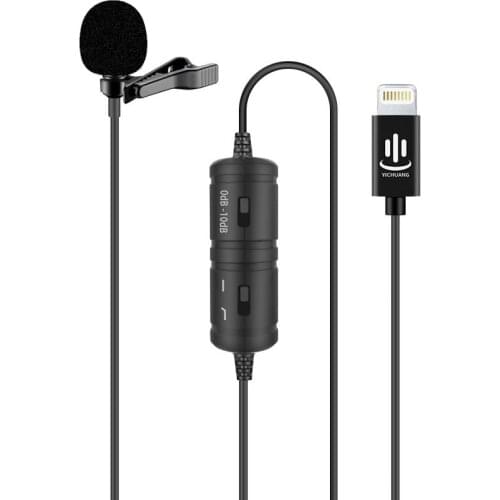 YC-VM40 Phone Audio Video Recording Lavalier Condenser Microphone for iPhone 11 X Xr Xs max 8 8plus 7 7plus 6 6s 6plus 5