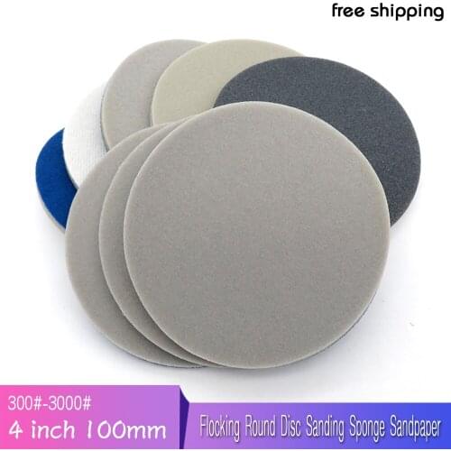 5 Pcs Flocking Round Disc Sanding Sponge Sandpaper 4 Inch 100mm 300-3000 Grit for Polishing & Grinding Power Tools Accessories