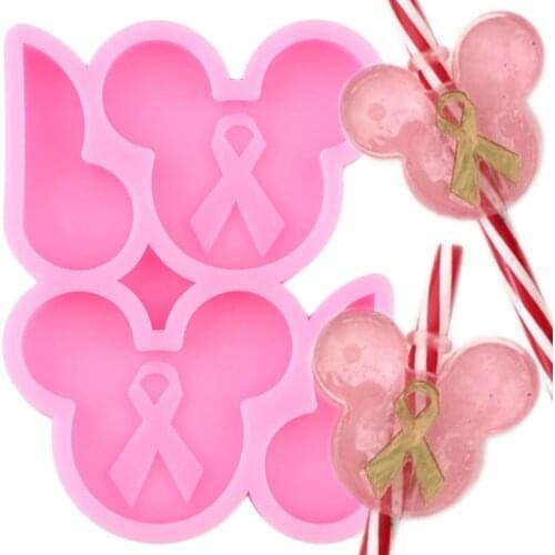 Disney Mickey Ribbon Silicone Straw Topper Mold Mouse Head Epoxy Resin Molds Cake Decorating Tools Candy Chocolate Fondant Mould