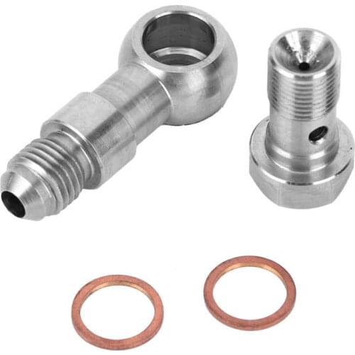 M11x1.0 to 4AN Turbo Oil Feed Banjo Bolt Kit 1.0mm Restrictor Mild Steel Bolt Fitting for GT2871 GT3071R 315-02101-009
