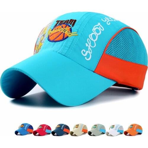 Fashion Kids Quick Dry Breathable Baseball Cap Summer Boys Girls Basketball Embroidery Mesh Caps Sun Snapback Hat For Children