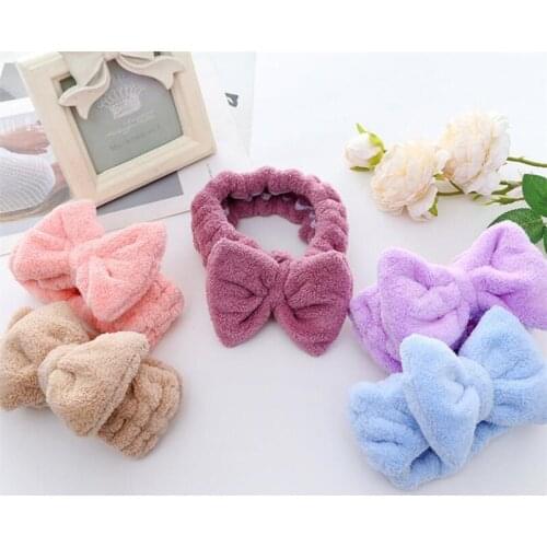 Coral Fleece Soft Elastic Bow Hairbands SPA Bath Shower Make Up Wash Face headband Hair Band Girls Hair Accessories