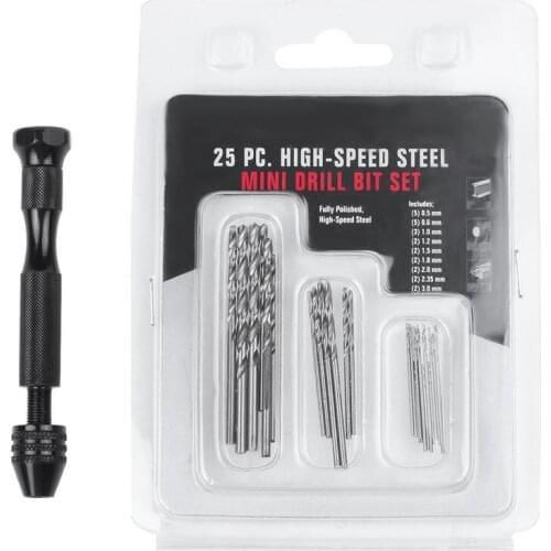 JFBL Hot Hand Twist Drill Bits Set,DIY Precision Pin Vise Model Mini Hand Spiral Drill with 25pcs 0.m to 3.0mm Micro-Drill Bit
