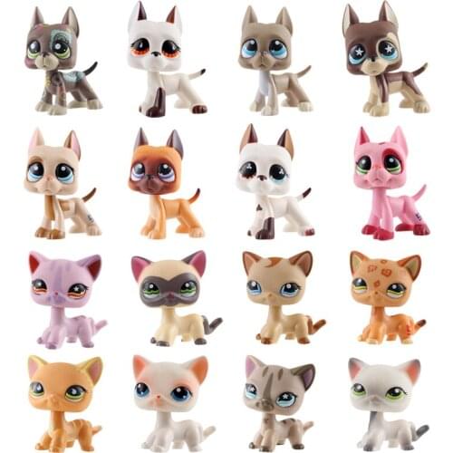 Rare new pet shop lps toy standing short hair cat cool pink dog original dachshund dog shepherd big dad dog children toy gift