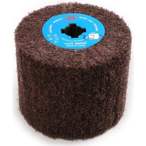 New Grit 120 Non-Woven Stainless Steel Polishing Wheel Nylon Drawing Abrasive Grinding Wheel Dremel Rotary Tool 120*100mm