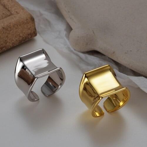 MLKENLY S925 Sterling Silver Open ring smooth geometric direct female ins cold wind exaggeration Women Men Jewelry Dropshipping