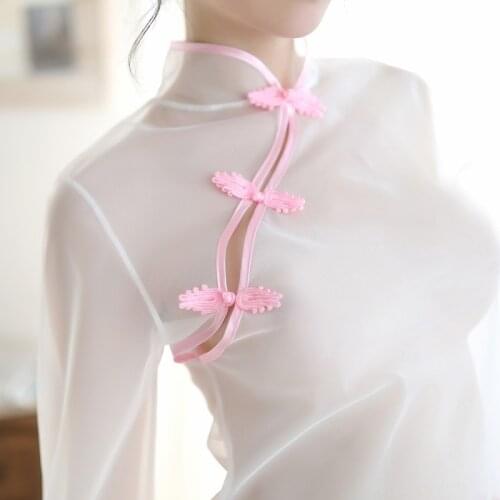 Transparent Mesh Retro Night Club Republic Cosplay Women Clothing Colorful Sexy Lingerie Cheongsam Split Skirt Elegant Suit
