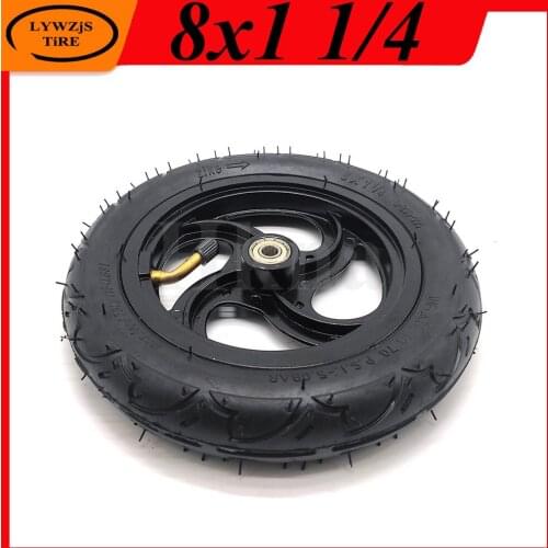 8X1 1/4 Wheel Electric Scooter Tire & Inner Tube with Alloy Hub for Folding Electric Scooter 200x45 Pneumatic Wheel Parts