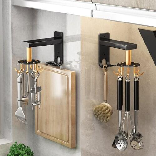 European-Style Black Gold Chrome Kitchen Utensils Rack Rotatable Spatula Soup Spoon Egg Beater Storage Rack Kitchen Accessories