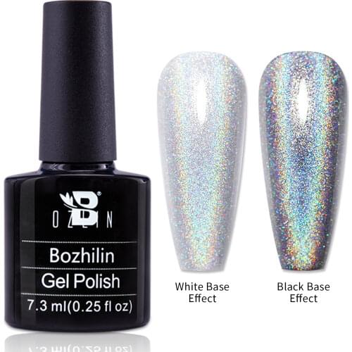 Bozlin 7.3ML Holographic Gel Soak Off LED/UV Gel Nail Polish 36 Colors Super Shinny Gel Polish Manicure Nail Art Tools Lacquers