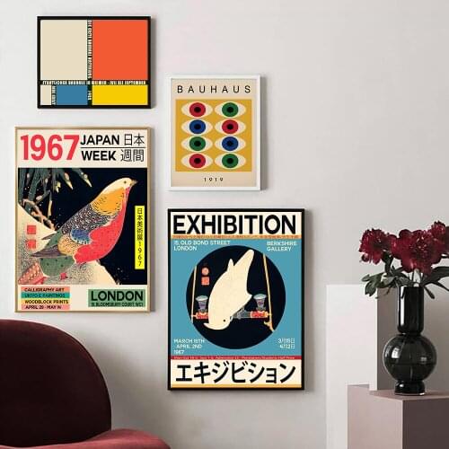 Japanese Canvas Print London 1967 Unique Exhibition Posters Bauhaus Vintage Painting Wall Art Pictures Living Room Home Decor