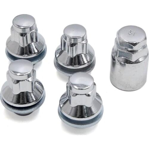 Uxcell 121.5mm 4PCS Security Hexagonal Wheel Lock Lug Nut W A Hex Key For Car Silver Tone
