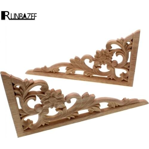 RUNBAZEF Vintage Home Decor Woodcarving Hanging Supplies Corner Applique Soft Fashion Europe 4 Kinds Decoration Figurines Crfts