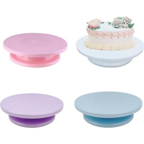 Turntable Rotating Plastic Birthday Cake Anti-skid Cake Decor Turntable Cake Rotary Table Round Cake Stand Kitchen Baking Tools