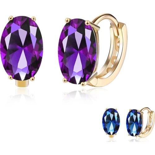 ZEMIOR Fine Oval Tricolor Cubic Zircon Earrings Creative Design Aesthetic Fashion Jewelry Wedding Anniversary Gift Best Selling