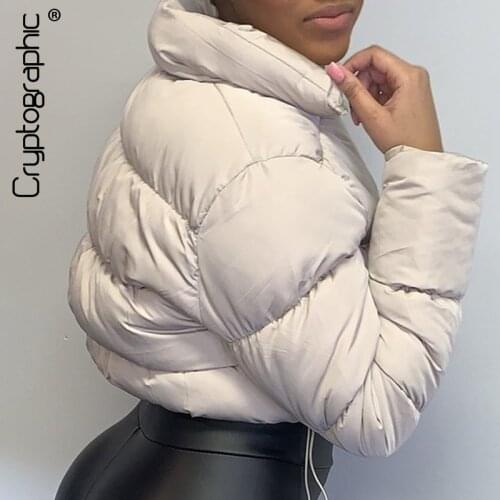 Cryptographic Fall Winter Solid Down Coat Puffer Jacket and Coats for Women Bubble Outerwear Cropped Outwear Plus Size Clothing