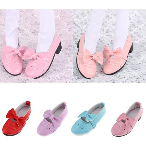1/3 BJD PU Shoes Bowknot Doll Mid-heeled Shoes for Girl Dress up Accessory Girl Dolls Shoes Red/Pink