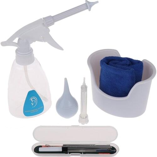 1Set Adult Kid Safety Ear Care Ear Wax Removal Kit Ear Irrigation Washer Bottle System With Cleaning Tip Thread Cap Bulb Syringe