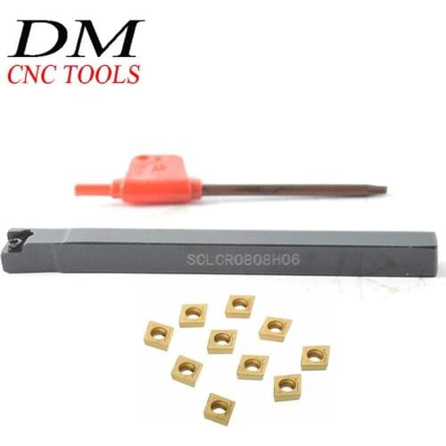 1pcs SCLCR 1010H06/SCLCL Tool carrier + 10pcs CCMT0602 Inserts + 1pc Wrench Lathe External turning tool Turning accessories