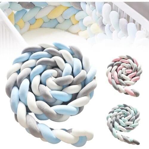 2/3M Baby Bumper Bed Braid Knot Pillow Cushion Bumper for Infant Crib Protector Cot Bumper Room Decor