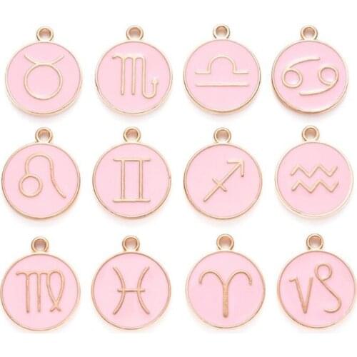 24Pcs 12 Constellations Zodiac Sign Pendants Charms Astrology Horoscope Charms Beads for DIY Jewelry Craft Making
