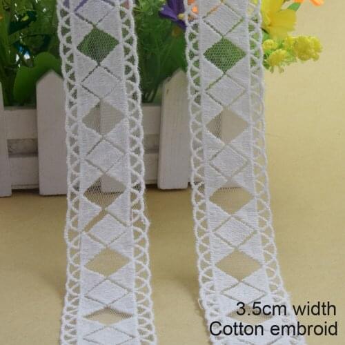 3.5cm white lace cotton embroidery lace french lace ribbon fabric guipure diy trims warp knitting sewing Accessories#2882