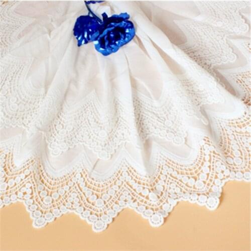 3Y-5Yard/Lot Cotton Cloth Natural White Embroidered Hollow Lace Trim Lace Fabric Width 31CM Sew Diy Clothing Dress Accessories