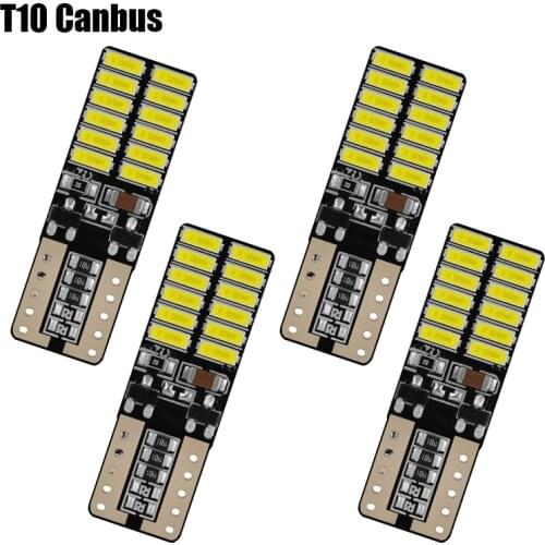 4PCS T10 LED Bulb Canbus 5W5 Car W5W LED Signal Light 12V 6000K License Plate Lights 4014 24SMD White