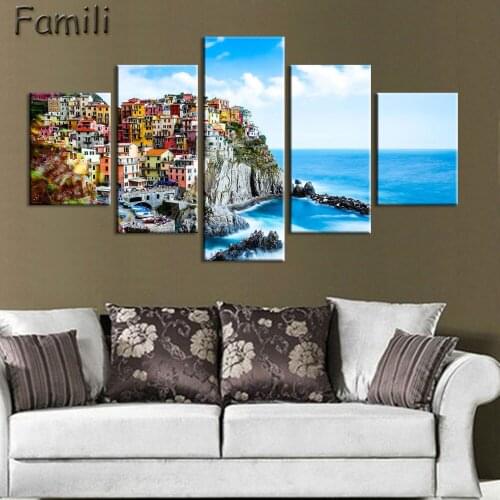 HD 5 Piece Beautiful Village In Italy Modern For Home Decor Paintings on Canvas Wall Art for Home Decorations Wall Decor Artwork