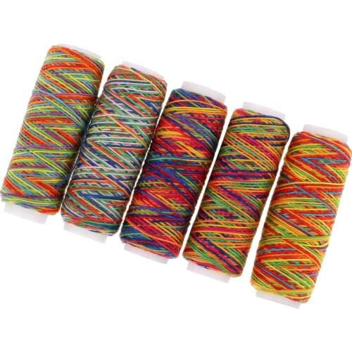 5pcs Rainbow Sewing MachineThreads for Leather Shoe Hand Stitching Crafts